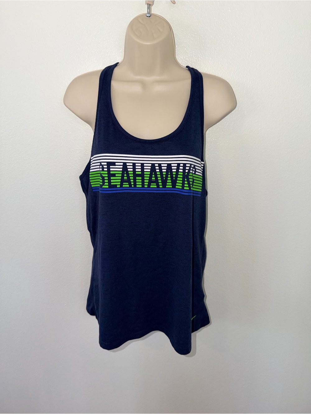 Nike Navy Seahawks Striped Graphic Tank
